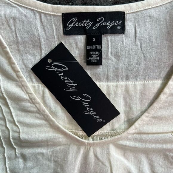 Gretty Zueger embroidered bell sleeve dress NWT lightweight small - Picture 6 of 10